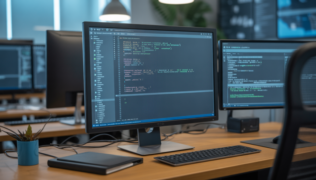 Poste de travail avec container Docker exécutant n8n et terminal ouvert